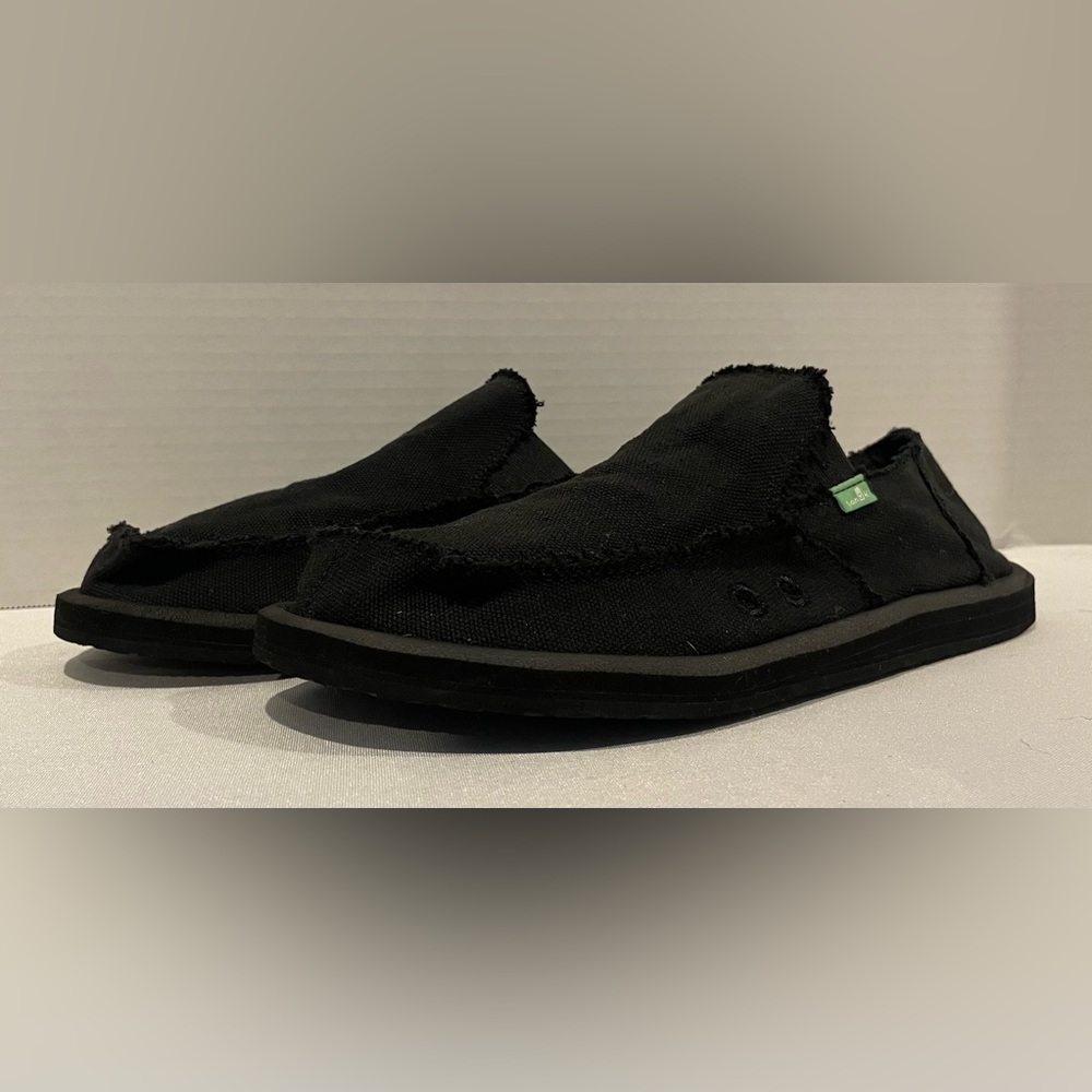 SANUK Vagabond Hemp Sidewalk Surfer Black Slip On Loafers Men’s Size 9